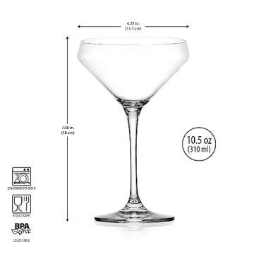 Glaver's Martini Glasses Set of 2 Cocktail Glasses, 10.5 Ounce Stemmed Margarita Glasses, For Bar, Martini, Cosmopolitan, Gimlet and Cocktails. - Dishwasher Safe.