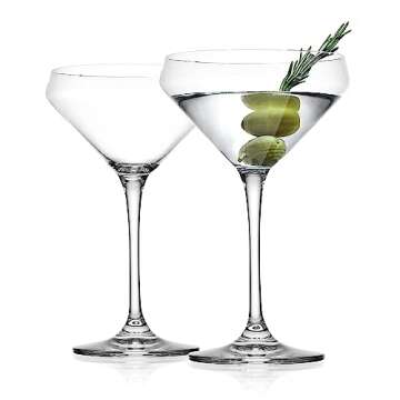 Glaver's Martini Glasses Set of 2 Cocktail Glasses, 10.5 Ounce Stemmed Margarita Glasses, For Bar, Martini, Cosmopolitan, Gimlet and Cocktails. - Dishwasher Safe.