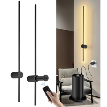 Battery Operated Wall Sconces with Remote Control, USB Rechargeable Wall Sconce Set of Two, Dimmable...