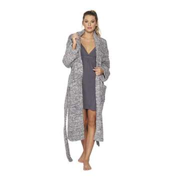 Barefoot Dreams CozyChic Heathered Adult Robe (1, Graphite/White)