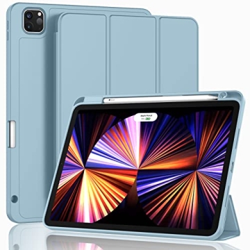 ZryXal New iPad Pro 11 Inch Case with Pencil Holder, Touch ID Smart Feature