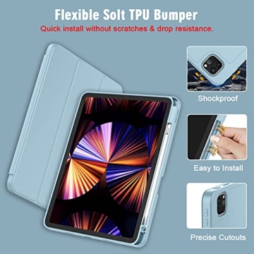 ZryXal iPad Pro 11 Inch Case with Pencil Holder and Auto Sleep