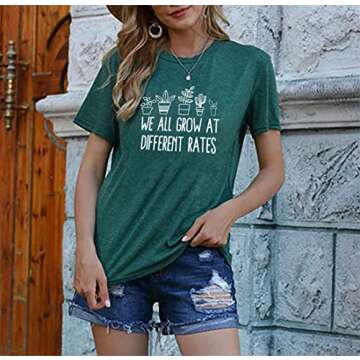 Women Teacher Shirt We All Grow at Different Rates Graphic Tees Preschool Special Education Teacher Top