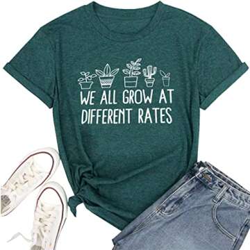 Women Teacher Shirt We All Grow at Different Rates Graphic Tees Preschool Special Education Teacher Top