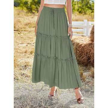 Avanova Women's Green High Waist Layered Maxi Skirt
