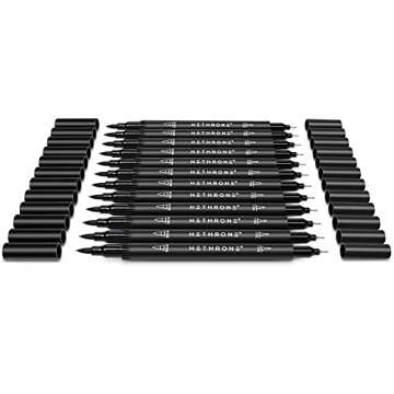 Hethrone Black Markers - Dual Tip Brush Pens 12 Pack