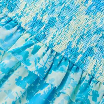 GRACE KARIN Summer Tropical Beach Boho Dresses for Women Flowy A Line Spaghetti Strap Ruffle Tiered ...