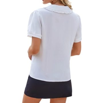 MINTLIMIT Peter Pan Collar Short Sleeves Blouse for Women
