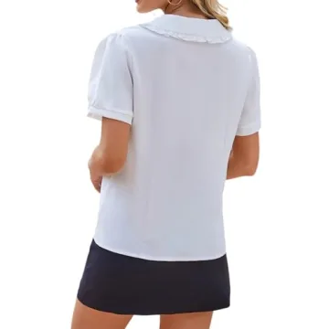 MINTLIMIT Peter Pan Collar Short Sleeves Blouse for Women