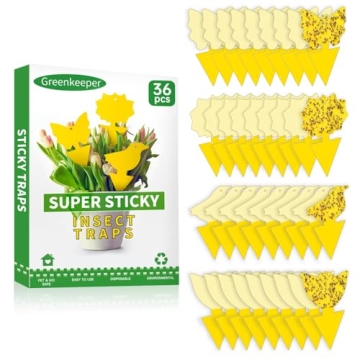 36 Pcs Classic Sticky Traps for Fungus Gnat (Plants), Fruit Fly, Whitefly, and Fly, Yellow Sticky In...