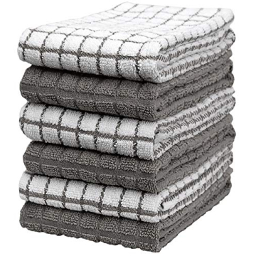 Bumble Kitchen Towels 16"x28" | Eco-Friendly Cotton Dish Towels | Soft & Absorbent Set | 6-Pack Gray...