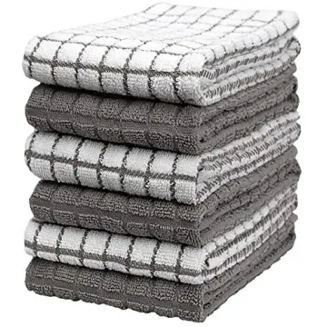 Bumble Kitchen Towels 16"x28" | Eco-Friendly Cotton Dish Towels | Soft & Absorbent Set | 6-Pack Gray...