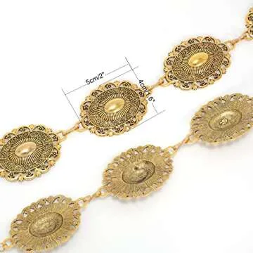 WHIPPY Adjustable Turquoise Concho Chain Belt for Women