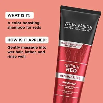 John Frieda Radiant Red Red Boosting Shampoo, Daily Shampoo, Helps Enhance Red Hair Shades, 8.3 Ounce, with Pomegranate and Vitamin E