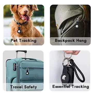 Holder Case for AirTags Ultra Light Silicone Sleeve for AirTags Durable Anti-Scratch Protective Skin Cover with Anti-Losing Keychain Ring Accessory Compatible with Apple AirTags 2021 Black