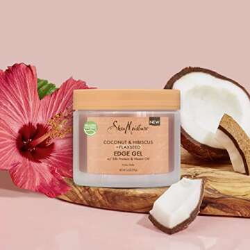 SheaMoisture Flaxseed Edge Control Gel Hair Products for Curly Hair Coconut and Hibiscus Paraben-Free Hair 3.5 oz