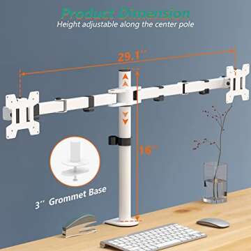 Fully Adjustable Dual Monitor Desk Mount for 27" Screens