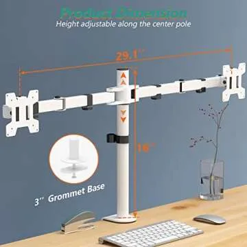 Fully Adjustable Dual Monitor Desk Mount for 27" Screens