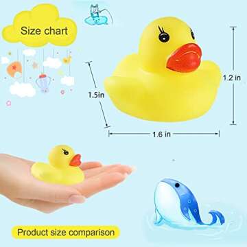 60 PCS Rubber Ducks Bath Toys Mini Ducks Float and Fun Squeak for Kids Bath Toy Shower Decorations B...