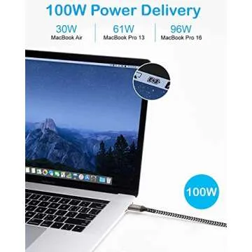 10FT USB-C Cable 100W Fast Charger Braided 2-Pack