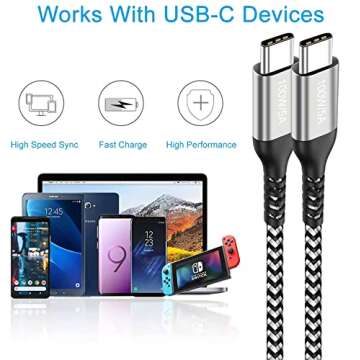 10FT USB-C Cable 100W Fast Charger Braided 2-Pack
