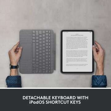 Logitech Combo Touch Detachable Keyboard Case for iPad (10th gen) with Large Precision Trackpad, Full-Size Backlit Keyboard, Smart Connector Technology + Crayon Digital Pencil Fast USB-C Charge