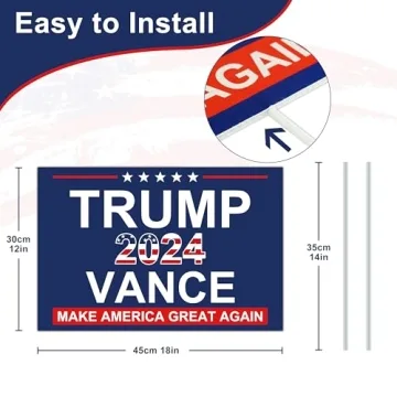 Trump Vance Yard Sign 2024 - 18x12 Support Your Candidate