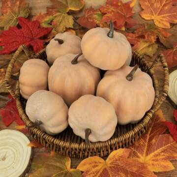 Ghrdopy Fake Pumpkins, 8 Pcs Orange Artificial Pumpkins, Plastic Pumpkins for Thanksgiving Party Tab...