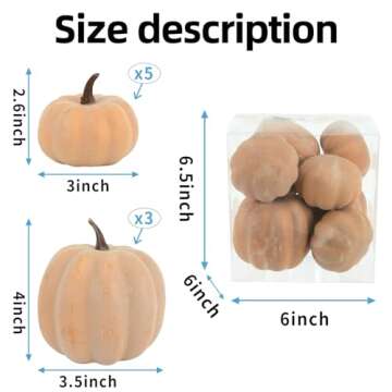 Ghrdopy Fake Pumpkins, 8 Pcs Orange Artificial Pumpkins, Plastic Pumpkins for Thanksgiving Party Table Centerpiece Autumn Home Decoration-C