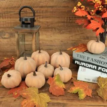 Ghrdopy Fake Pumpkins, 8 Pcs Orange Artificial Pumpkins, Plastic Pumpkins for Thanksgiving Party Table Centerpiece Autumn Home Decoration-C