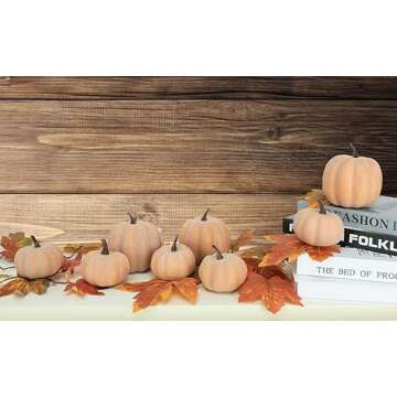 Ghrdopy Fake Pumpkins, 8 Pcs Orange Artificial Pumpkins, Plastic Pumpkins for Thanksgiving Party Table Centerpiece Autumn Home Decoration-C