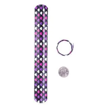 Super Z Outlet Slap On Plastic Vinyl Retro Bracelets with Colorful Hearts & Animal Print Design Patterns for Children, Toy Party Favors (72 Pack)