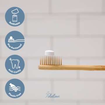 Tidalove Smile More Toothpaste Tablets with Fluoride, Anti-Cavity, Vegan, Zero Waste, Eco-Friendly, Travel Friendly, 1 Month Supply Refill (62 Tablets) (Fresh Minty Yuzu)