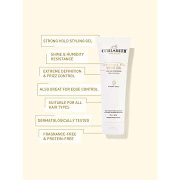 CURLSMITH - Shine Gel, Strong Hold Styling Hair Gel, Frizz Protection, Sensitive, Fragrance Free, for All Curl Types, Vegan (2 fl oz)