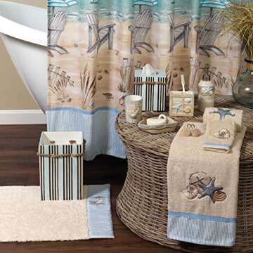 Zenna Home Seaside Serenity Toothbrush Holder, Teal/Ivory, Carved Resin Design – Premium Bathroom Toothbrush Holder, Holds Up to 4 Brushes – Electric Toothbrush Holder with Hand-Painted Shells