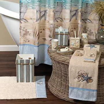 Zenna Home Seaside Serenity Toothbrush Holder, Teal/Ivory, Carved Resin Design – Premium Bathroom Toothbrush Holder, Holds Up to 4 Brushes – Electric Toothbrush Holder with Hand-Painted Shells