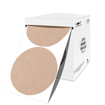PARLAIM 3 X 3 inch Color Code Dot Stickers, 500pcs 3" Natural Brown Kraft Paper Round Color Coding C...