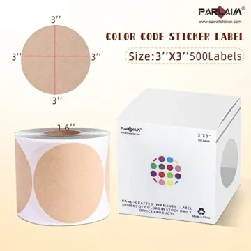 PARLAIM 3" Color Coding Dot Stickers in Dispenser Box