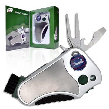 Golfer's Best Tool Golf Multitool All-IN-ONE - Stroke Counter, Divot Repair Tool, Brush, Ball Marker, Cleat Tightener, Club Groove Cleaner, Best Golf Gift Idea For Men Women, Souvenir, Present
