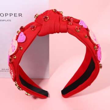 Beaded Heart Headband for Valentine's Day Celebrations