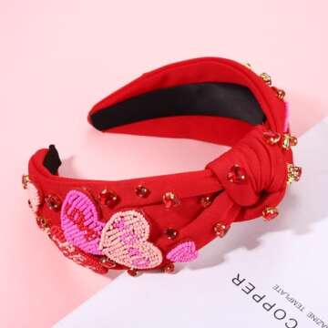 Beaded Heart Headband for Valentine's Day Celebrations