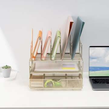 ROCDEER Elegant Gold Desk Organizers for Modern Offices