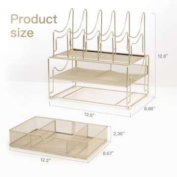 ROCDEER Elegant Gold Desk Organizers for Modern Offices