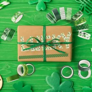 Waenerec Green Decorative Tape Set 20 Rolls St. Patrick's Day Washi Tape Lucky Shamrock DIY St Patrick Day Masking Tape for Irish Holiday Kids Craft Bullet Journals Scrapbooking & Stamping Supplies
