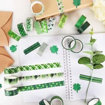 Waenerec Green Decorative Tape Set 20 Rolls St. Patrick's Day Washi Tape Lucky Shamrock DIY St Patrick Day Masking Tape for Irish Holiday Kids Craft Bullet Journals Scrapbooking & Stamping Supplies