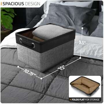 Sorbus Fabric Storage Cubes 15 Inch- Big Sturdy Collapsible Canvas Storage Bins with Dual Handles- Foldable Closet Cubes- Decorative Storage Baskets for Shelves | Home & Office Use- 3 Pack| Grey/Tan