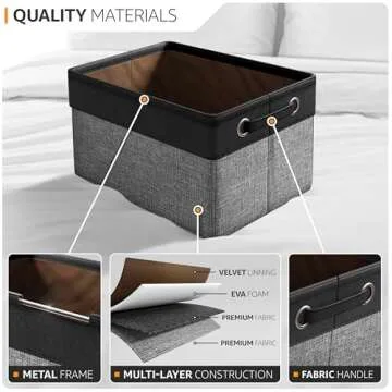 Sorbus Fabric Storage Cubes 15 Inch- Big Sturdy Collapsible Canvas Storage Bins with Dual Handles- Foldable Closet Cubes- Decorative Storage Baskets for Shelves | Home & Office Use- 3 Pack| Grey/Tan