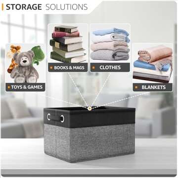 Sorbus Fabric Storage Cubes 15 Inch- Big Sturdy Collapsible Canvas Storage Bins with Dual Handles- Foldable Closet Cubes- Decorative Storage Baskets for Shelves | Home & Office Use- 3 Pack| Grey/Tan