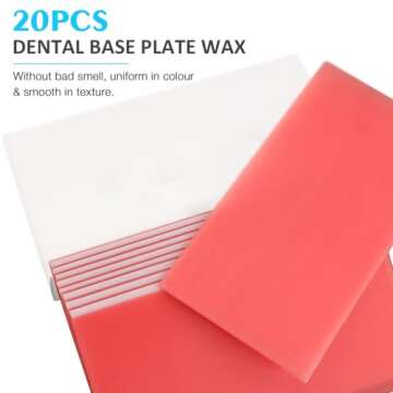 ANNWAH 20PCS Dental Base Plate Wax - Molding Casting Wax Sheet Denture Material Red Utility Wax Sheets Lab Dentist Auxiliary Material