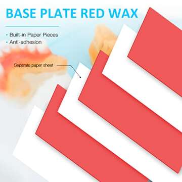 ANNWAH 20PCS Dental Base Plate Wax - Molding Casting Wax Sheet Denture Material Red Utility Wax Sheets Lab Dentist Auxiliary Material